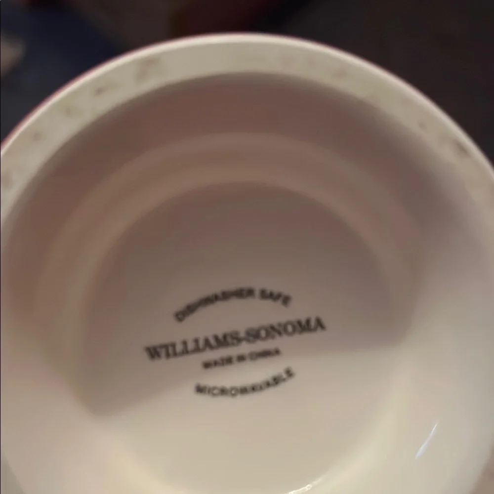 Williams Sonoma White and Red Ceramic Mugs Set